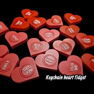 3D Printed Red / Pink Heart Keychain Fidget